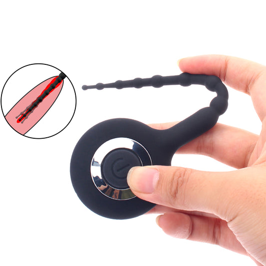 Vibrating urethral silicone catheter bead vibrator with 10 vibration modes for horse eye stimulation for male masturbation